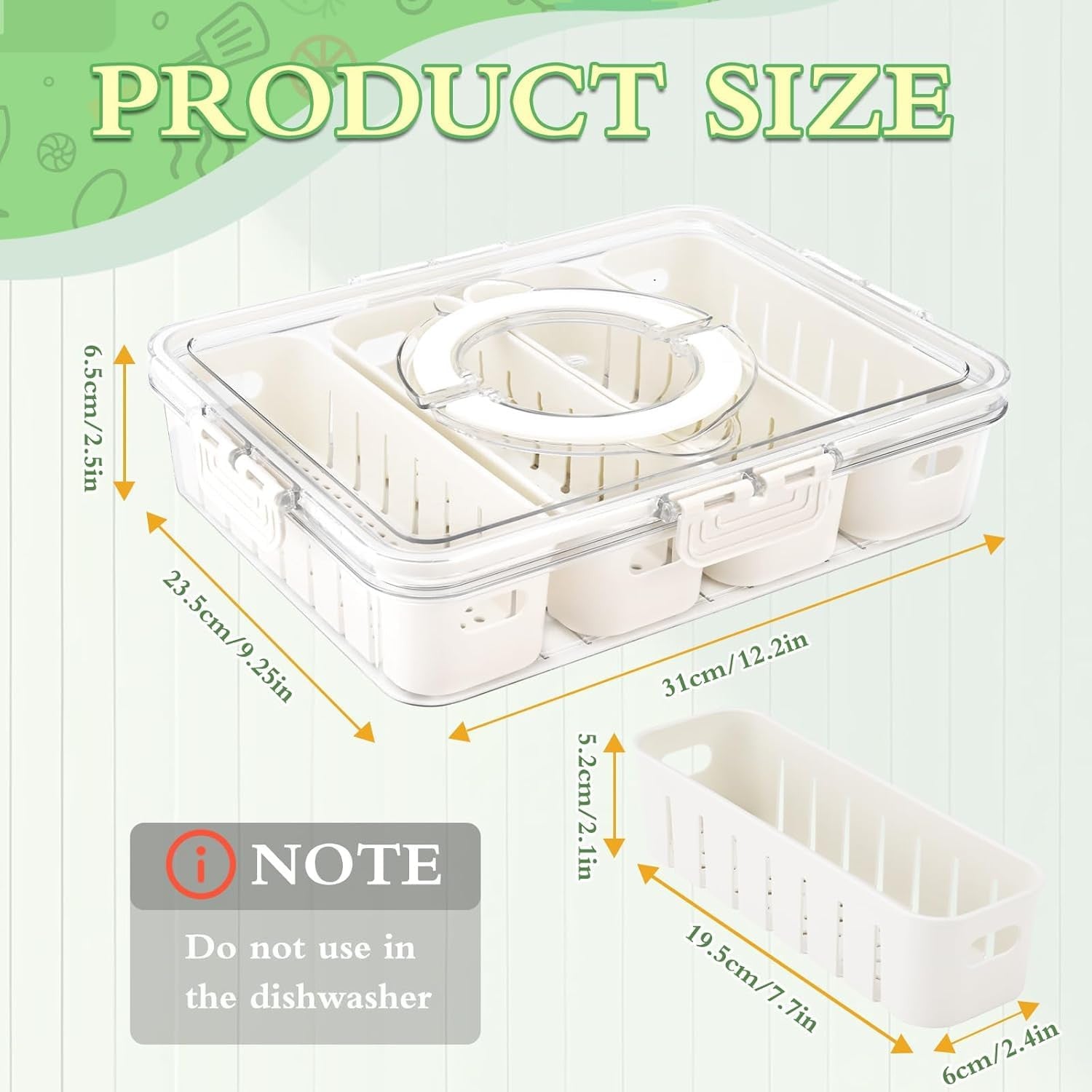 4 DIVIDED SERVING TRAY WITH LID & HANDLE