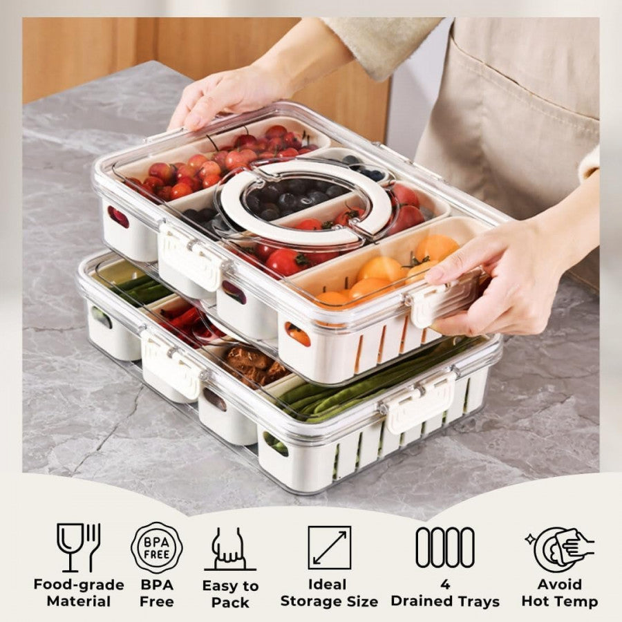 4 DIVIDED SERVING TRAY WITH LID & HANDLE