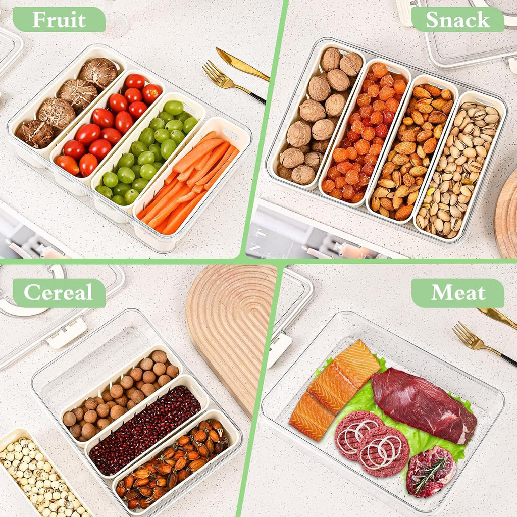 4 DIVIDED SERVING TRAY WITH LID & HANDLE