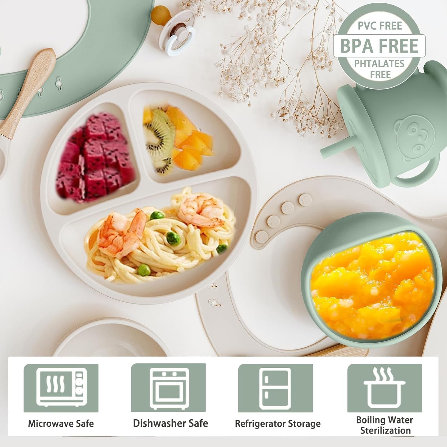 8 PCS SILICONE BABY FEEDING SET