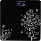 (6)FLOWER DESIGN BLACK BATHROOM SCALE