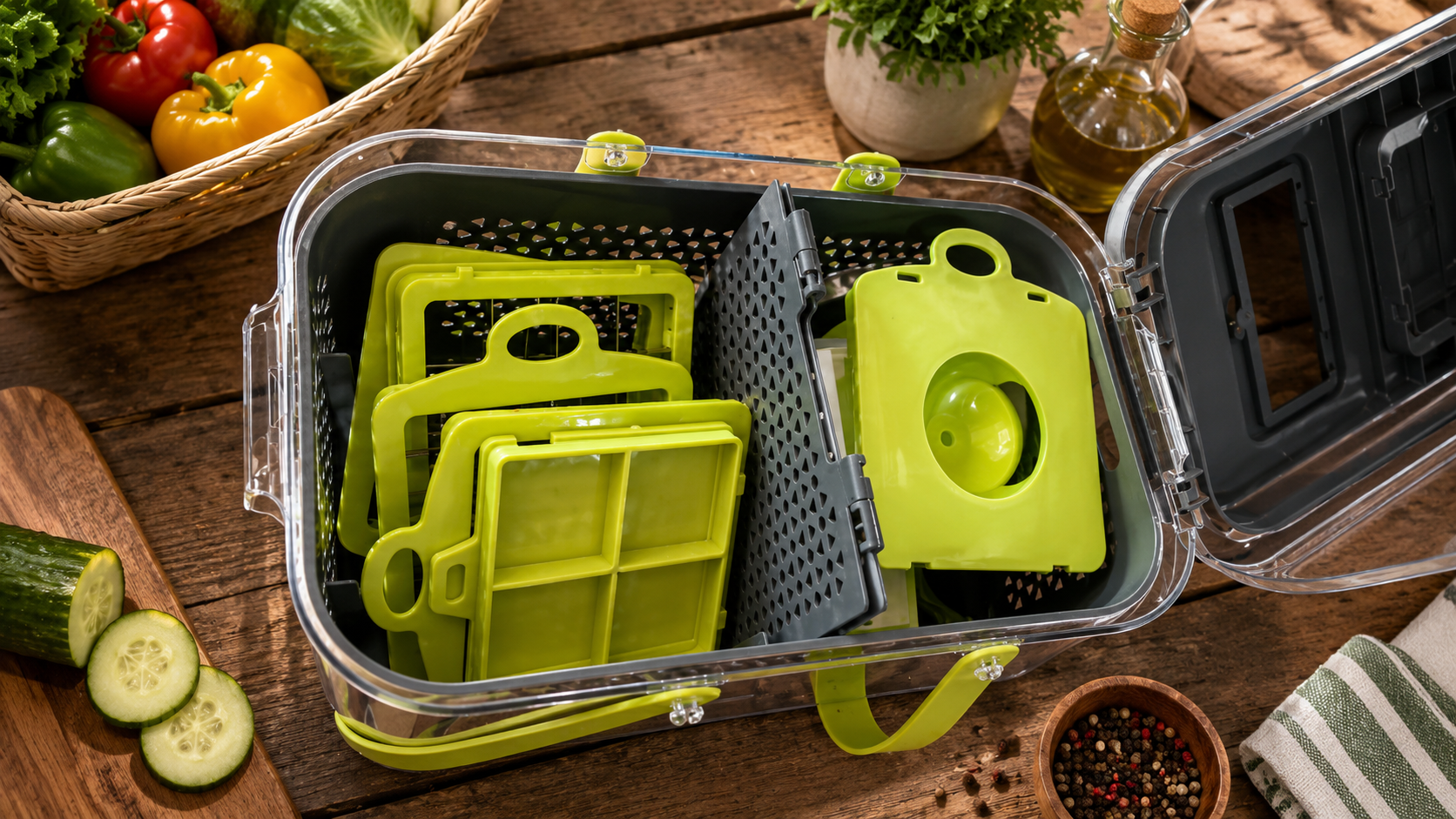 22 in 1 Vegetable Chopper with Container & Interchangeable Blades