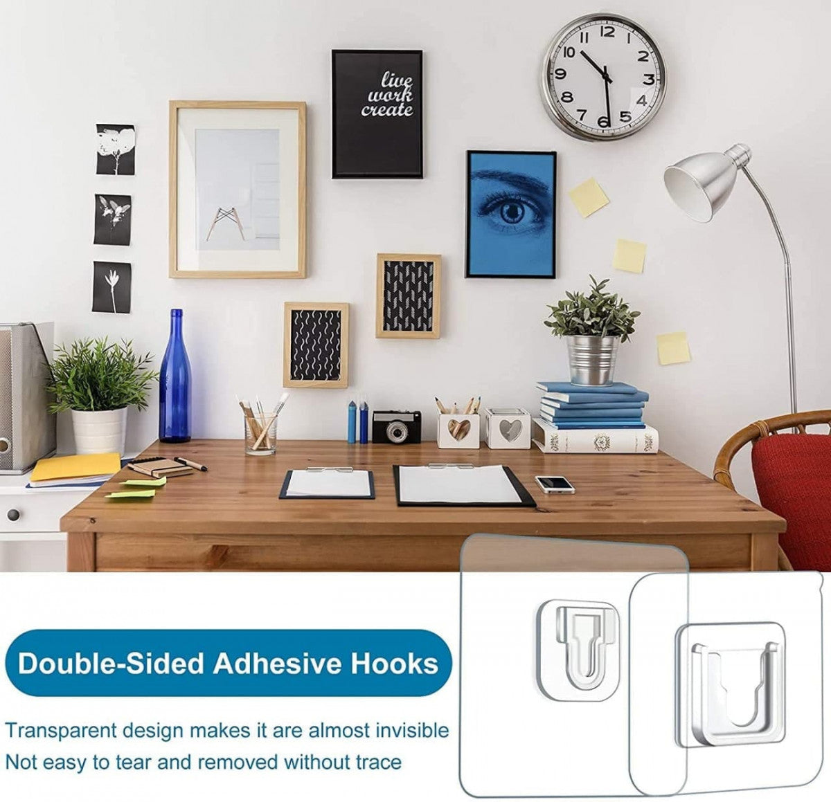 PLASTIC WATERPROOF MAGIC MALE FEMALE WALL STICKER HOOK (20 Pcs)