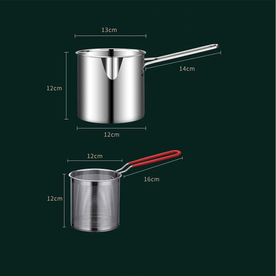 STAINLESS STEEL DEEP FRYER POT WITH BASKET
