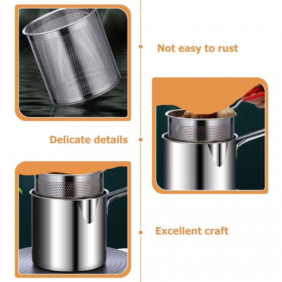 STAINLESS STEEL DEEP FRYER POT WITH BASKET