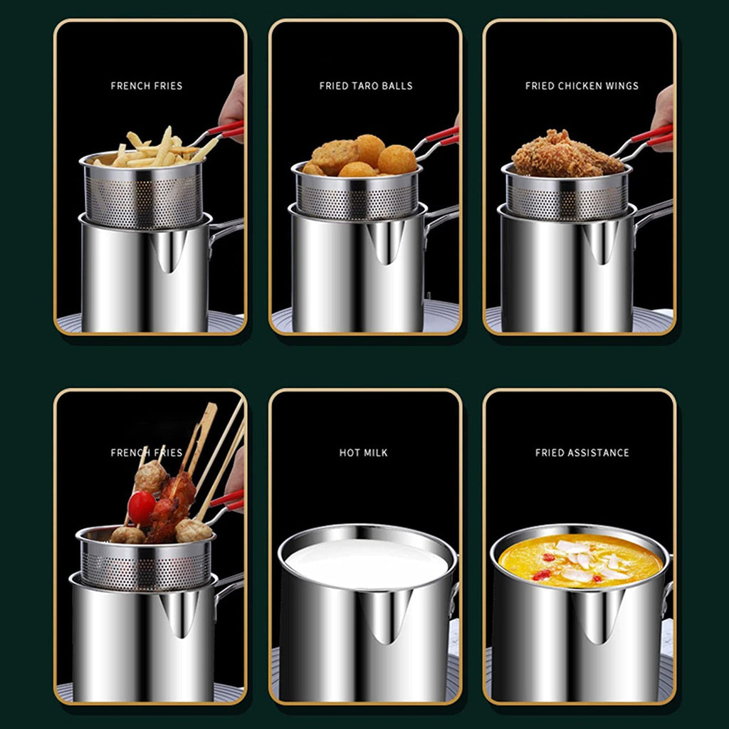STAINLESS STEEL DEEP FRYER POT WITH BASKET