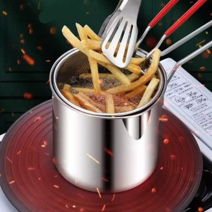 STAINLESS STEEL DEEP FRYER POT WITH BASKET