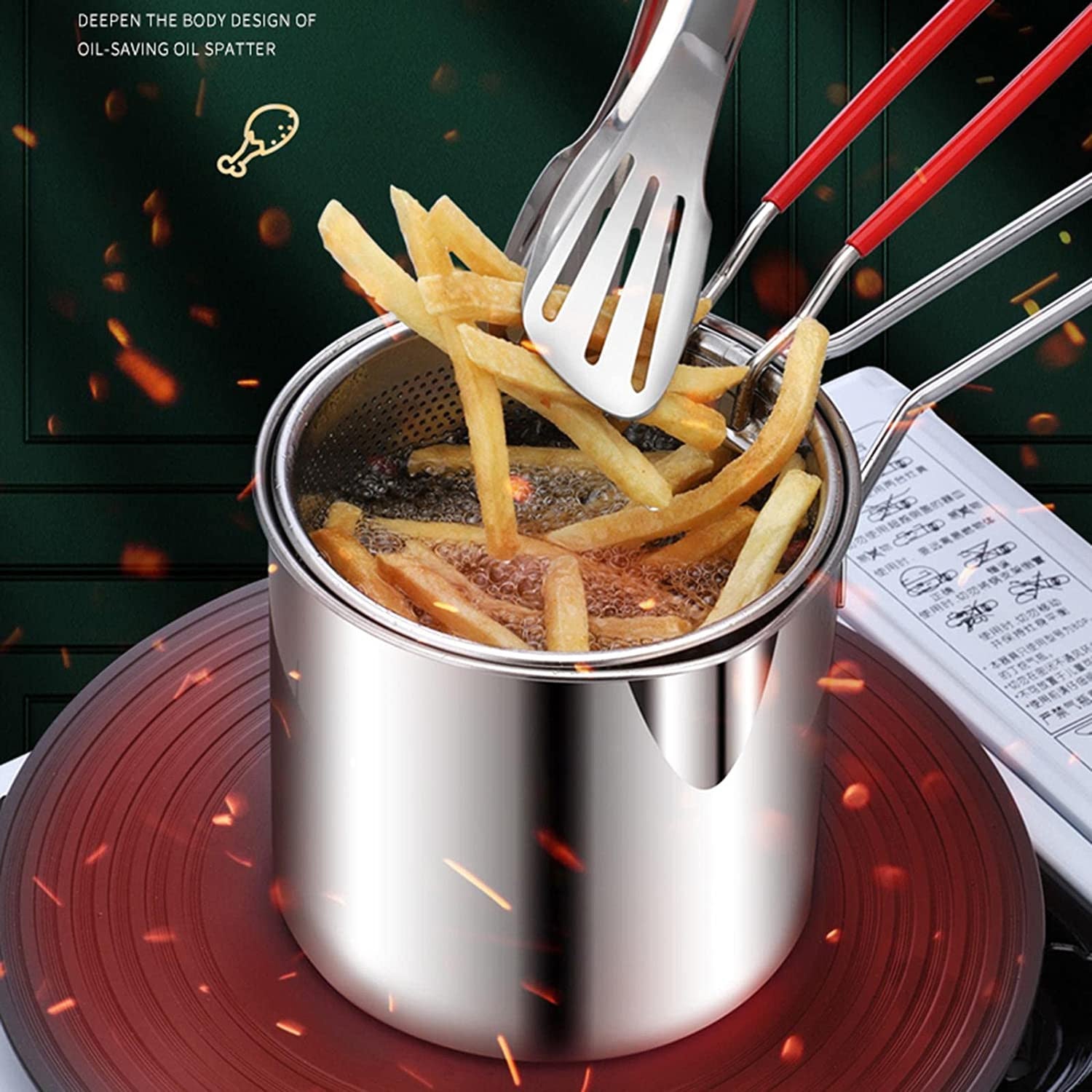 STAINLESS STEEL DEEP FRYER POT WITH BASKET