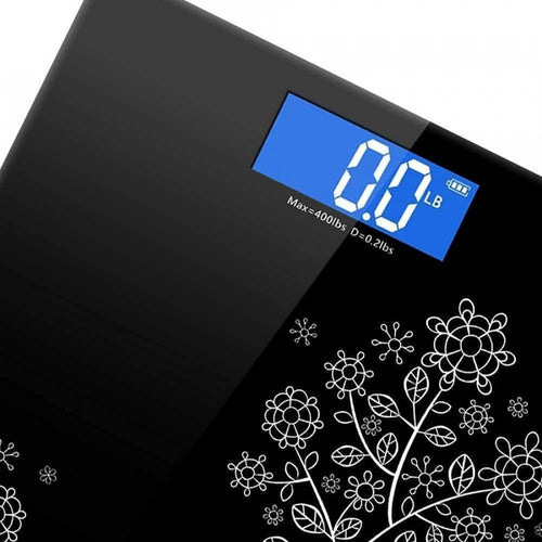 (6)FLOWER DESIGN BLACK BATHROOM SCALE