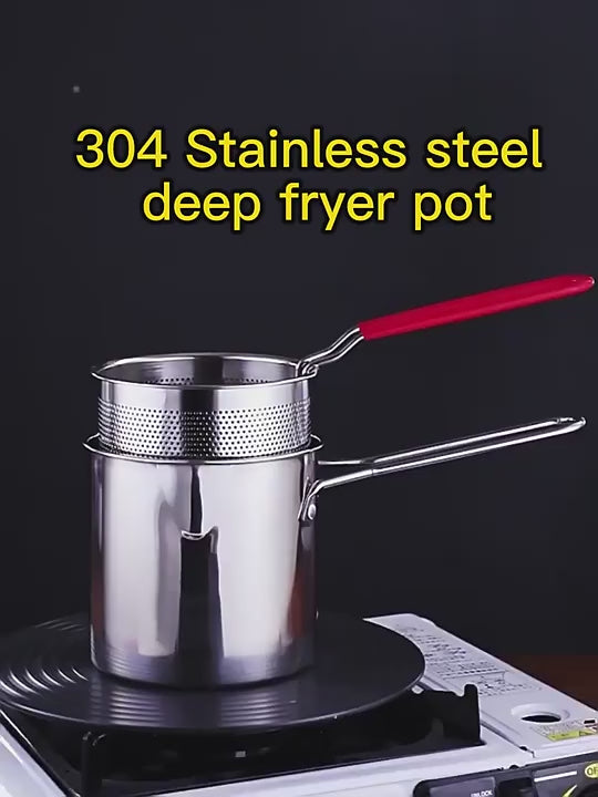 STAINLESS STEEL DEEP FRYER POT WITH BASKET