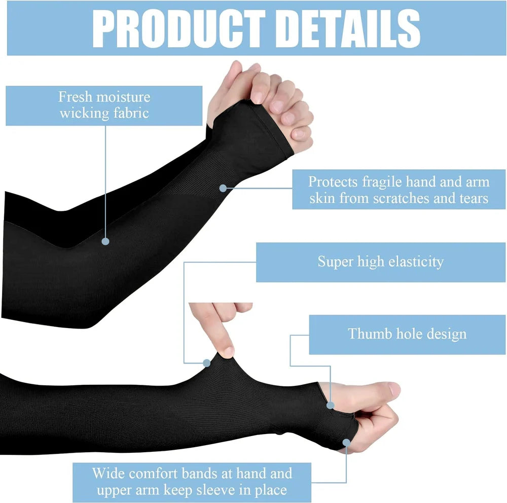 UV PROTECTION ARM SLEEVES NYLON SUN PROTECTION HAND COVER FOR RUNNING AND CYCLING, UNISEX TWO PAIR